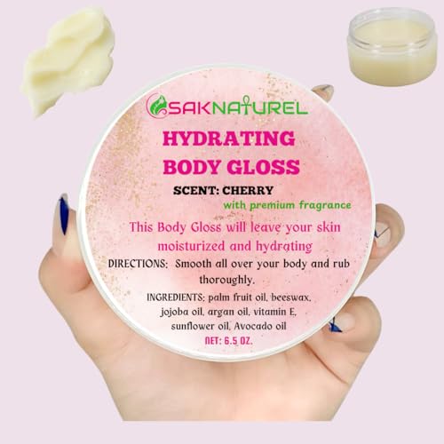 SAKNATUREL CHERRY SCENT: Hydrating Body Glaze BODY GLOSS Body Butter Body Drops Body Oil, 24-Hour Moisture Skin Care, Lightweight & Non-Greasy, Leaves Skin Soft & Radiant For Dry Skin
