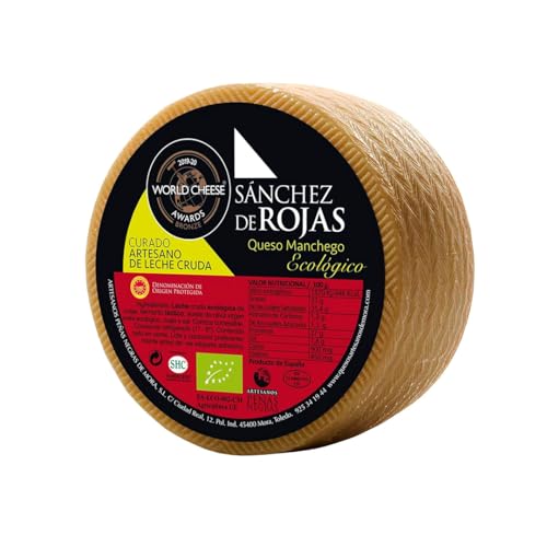 Sánchez De Rojas - Queso Manchego Curado Ecológico y Artesano de 1,8kg - Elaborado con Leche Cruda de Oveja, Maduración 6 Meses, Queso Gourmet, Sabor Suave, Pieza Cortada en Cuartos Envasada Al Vacío