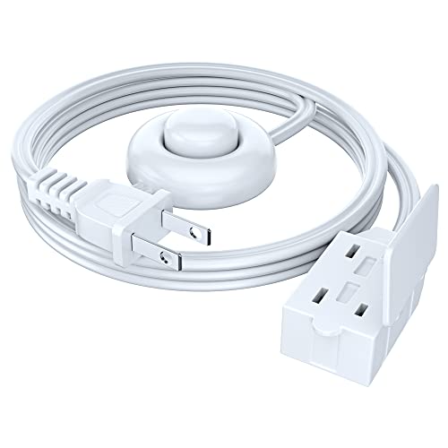 Maximm 5ft Angled Plug Extension Cord with Multiple Outlets and On/Off Switch - White