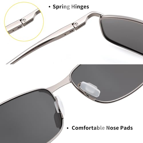 Image of FEISEDY Rectangle Polarized Square Sunglasses for Men Women B2444 | Photochromic, Night Vision, Automatically darken in sunlight, 100% UV400, Driving, Fishing, Climate Pledge Friendly