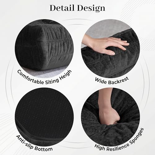 Image of Bean Bag Chair, 3 Seater Fireside Chair, Giant Bean Bag Chairs for Adults, Lazy Large Floor Bean Bag Sofa for Living Room, Bedroom, Dorm, Office(Black)