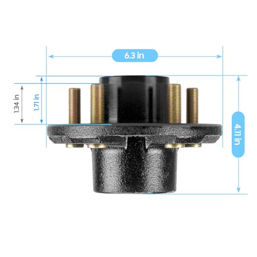Image of Trailer Idler Hub Kit, 5 lug, 4.5 inch Bolt Idler Hub for 3500lb Trailer, Boat Trailer Hubs 5 Lug,Suit 1-1 /16 inch to 1-3 /8 inch Spindle , Trailer Wheel Hub Assembly (Set-2, Only Fit for Tapered Spindle)