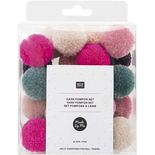 Assortiment de pompons ronds - Noël pastel - 3 cm - 24 pcs