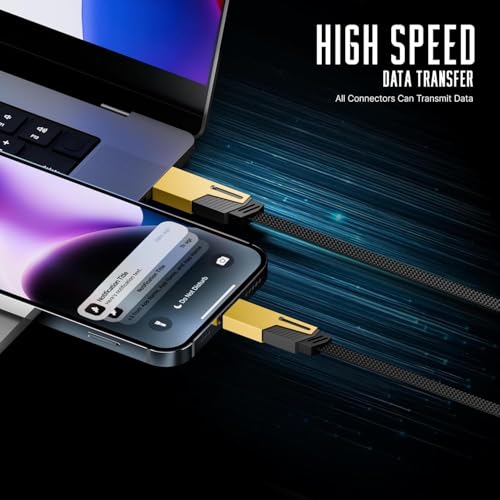 Image of Ofuca 120W 4 in 1 Multi Charging Cable | Nylon Braided Charger Cable | USB-Lightning, USB-C, C-to-C & Lightning-to-C | Multi Charging Cable Compatible with iPhone, OnePlus & More Yellow by HOMEMO