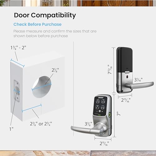 Lockly Secure Plus Bluetooth Smart Door Lock, Keyless Entry with PIN Genie® Digital Keypad, 3D Biometric Fingerprint Sensor Front Door Lock with Handle, Voice Control & Auto Lock - Latch Edition thumbnail 9