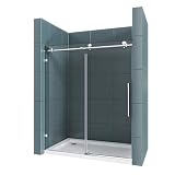 SUNNY SHOWER Frameless Sliding Shower Door 48 in. W x 76 in. H Shower Glass Door for Bathroom Shower