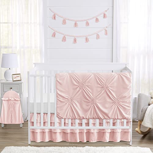 Image of Sweet Jojo Designs Solid Color Blush Pink Shabby Chic Harper Baby Girl Crib Bedding Set 4 pieces