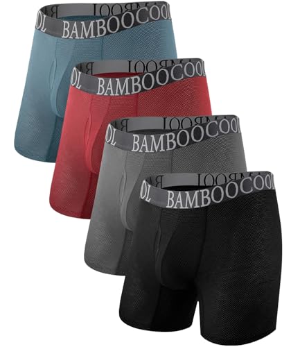 BAMBOO COOL Men's 360° Breathable Mesh Underwear Moisture-Wicking Boxer Briefs Cooling Performance,Multipack