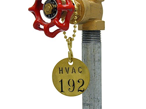 Brady 232081 Etiquetas de válvula de latão estampadas de 1/5.1 cm de diâmetro, números 201-225, lege