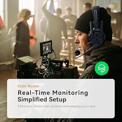 SYNCO Xtalk Master4 Master 4 Wireless Intercom Headset System, 500m/1640ft 2.4GHz Communication Headsets for 4 Person,Peer-to-Peer Network 1050mAh Long-Lasting Battery,USB-C UAC Connectivity