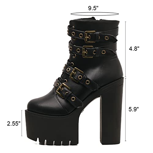 High Heels Platform Combat Boots for Women Ankle Strap Gothic Style Plus Size2
