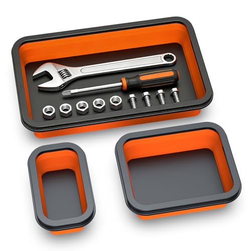 Buhobha Foldable Magnetic Parts Organizer: 3 Heavy-Duty Foldable Trays, Bolts, Nuts, Washers & Small Metal Tools
