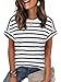 WIHOLL Womens Tops Summer Outfits Spring Break Essential Clothing Short Sleeve Tshirts Shirts 2026 Fashion Trendy Business Casual Blouses Black & White Stripes M