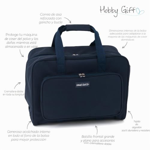 Miniatura 6 de Hobby Gift Bolsa Exclusiva Para Máquina De Coser, Acolchada Con Pvc, Bolsa De Transporte, Almacenamiento De Accesorios Adicionales, 20 X 43 X 37 Cm, Azul Marino