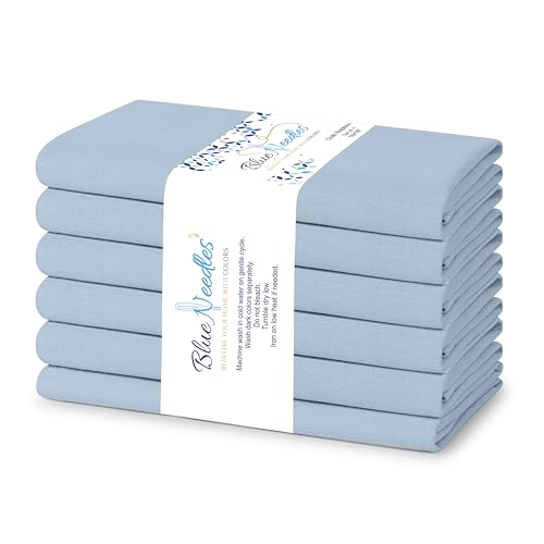 Blue Needles Solid Cloth Napkins 100% Cotton Set of 6-18 x 18 Inches