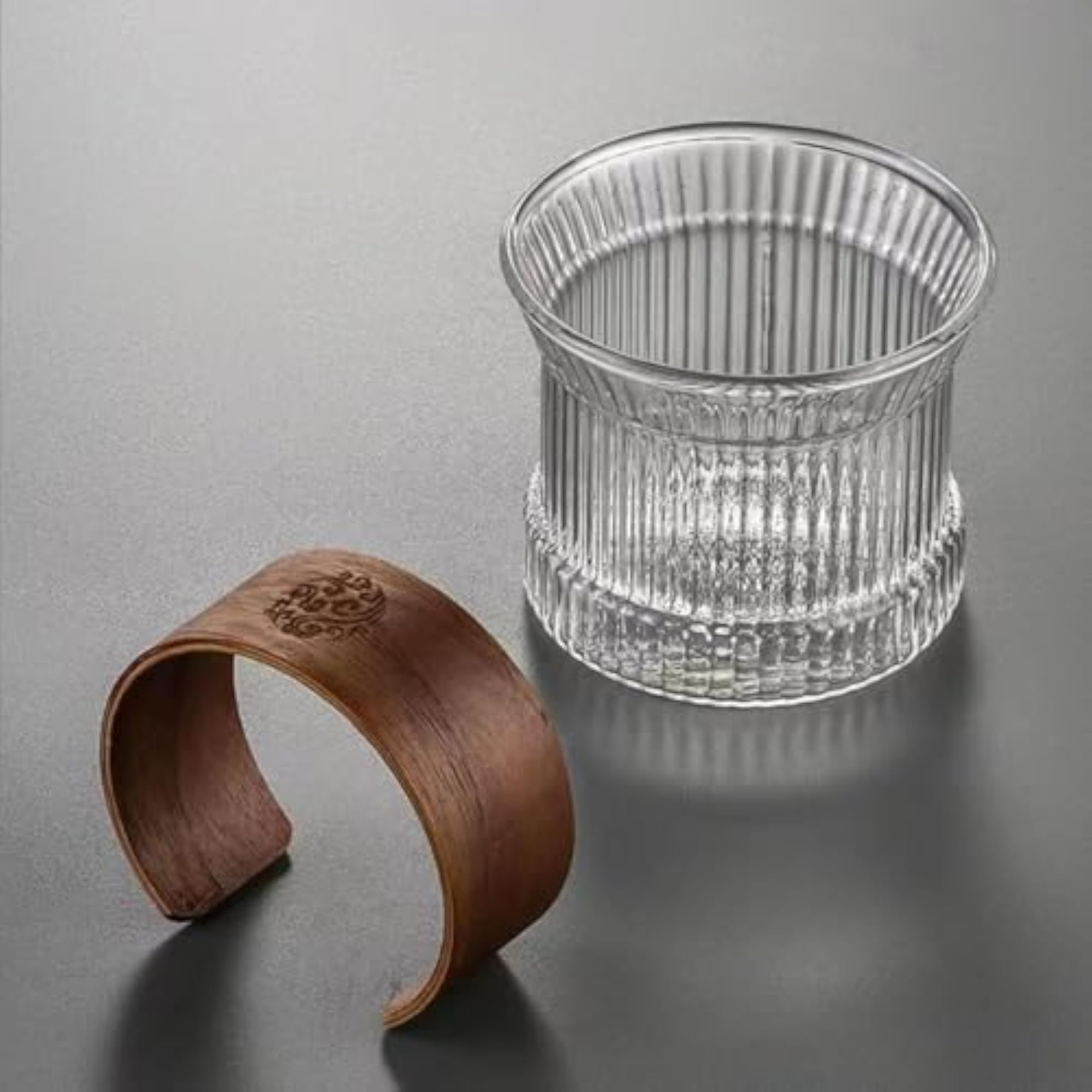 Multipurpose Transparent Glass Cup with Sleeve, Set of 2