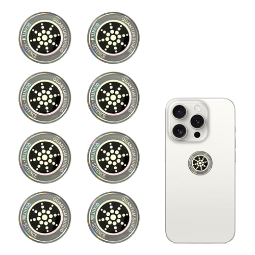 8 Pièces Patch Anti Ondes Portables, Autocollants Anti-Radiations, Autocollant Auto-Adhésif pour Téléphones, Laptops, Tablettes, Électronique, Facile à Appliquer, Argent