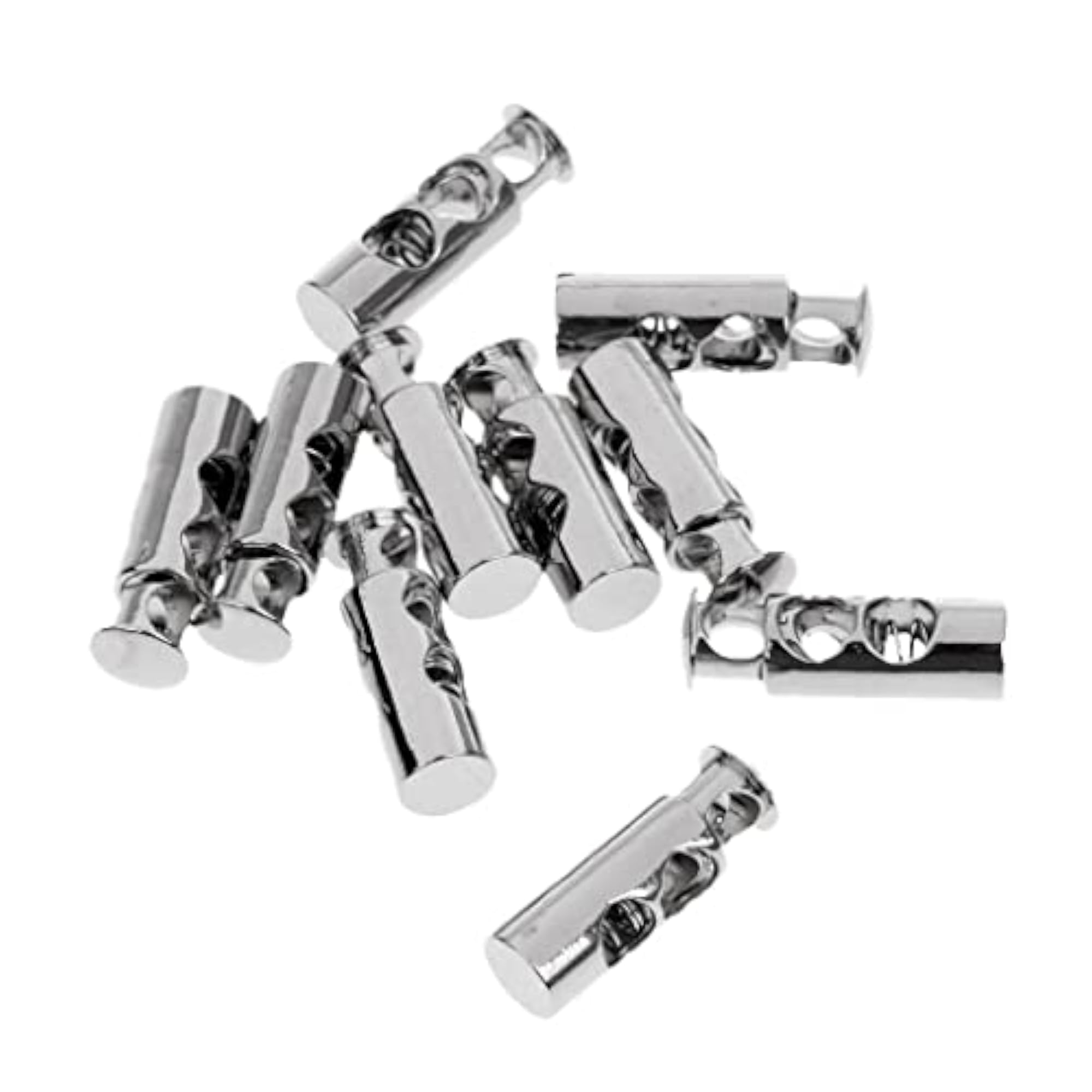 Metal Barrel String Cord Locks 2 Hole Toggle Spring Clasp Stop