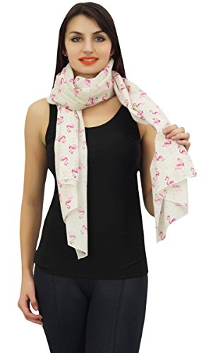 Indian Women Wrap Scarf Flamingo Print 100% Cotton Lightweight, Shawl, Scarves Sarong Shawl-28x72 Inches4