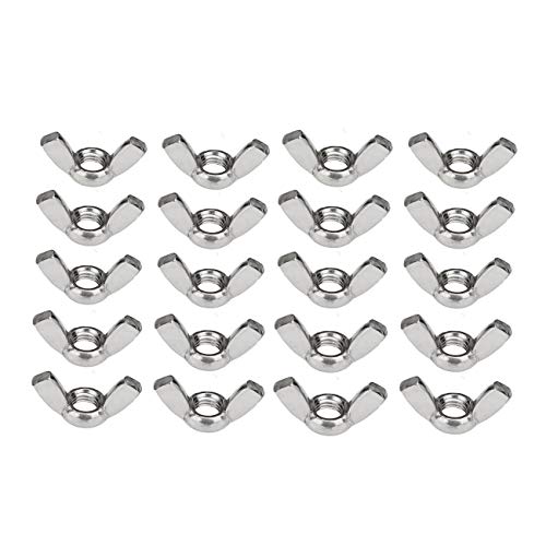 JZK 20 x 304 Stainless Steel Wing Nut Set M6 (1/4 inch) Butterfly Nut Hand Twist Fasteners Hardware