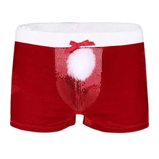 ranrann Boxer Homme Caleçon Noël sous-vêtement Costume Noël Père Velours Briefs Homme Shorts Noël Slip Culotte Lingerie Adulte Pantalon Court en Similicuir Rouge M-XL Rouge C L