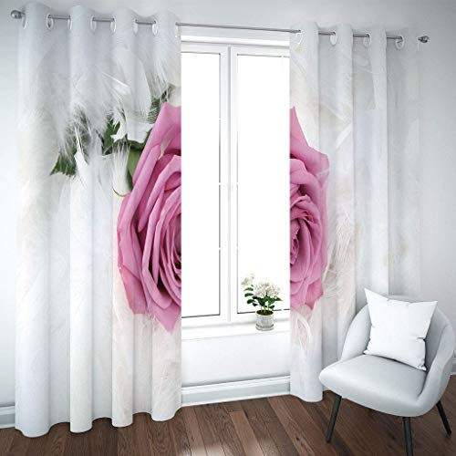 Rideaux occultants chambre moderne lot de 2 panneaux à oeillets imprimé fleuri rose - 3