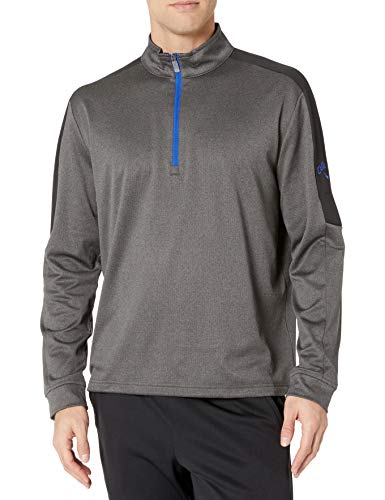 Callaway Men's Opti-Therm Long Sleeve Waffle-Fleeced 1/4 Zip Midlayer Jacket, Castlerock Heather, Small
