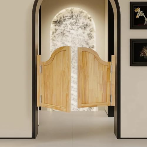 Double Swing Solid Wood Cafe Doors - 180° Opening, Stylish Dark Blue Design for Kitchen, Bar, Porch, or Stairs - Size W90xH80cm (36"x32")