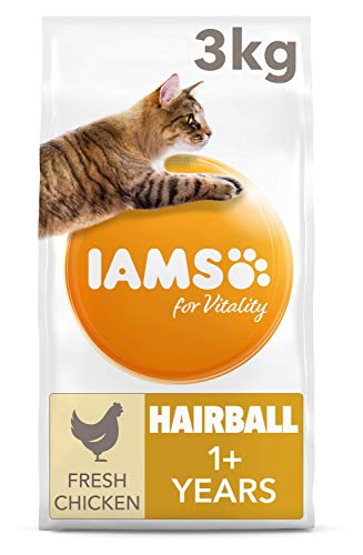 IAMS for Vitality Kattenvoer voor volwassenen, droog anti-haarballen met verse kip, 3 kg
