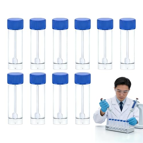Stool Sample Collection Kit, 10pcs 25-30ml Stool Sample Cup Stool Container with Spoon Lid, Plastic Fecal Collection Container Urine Cups for Laboratory Medical Use