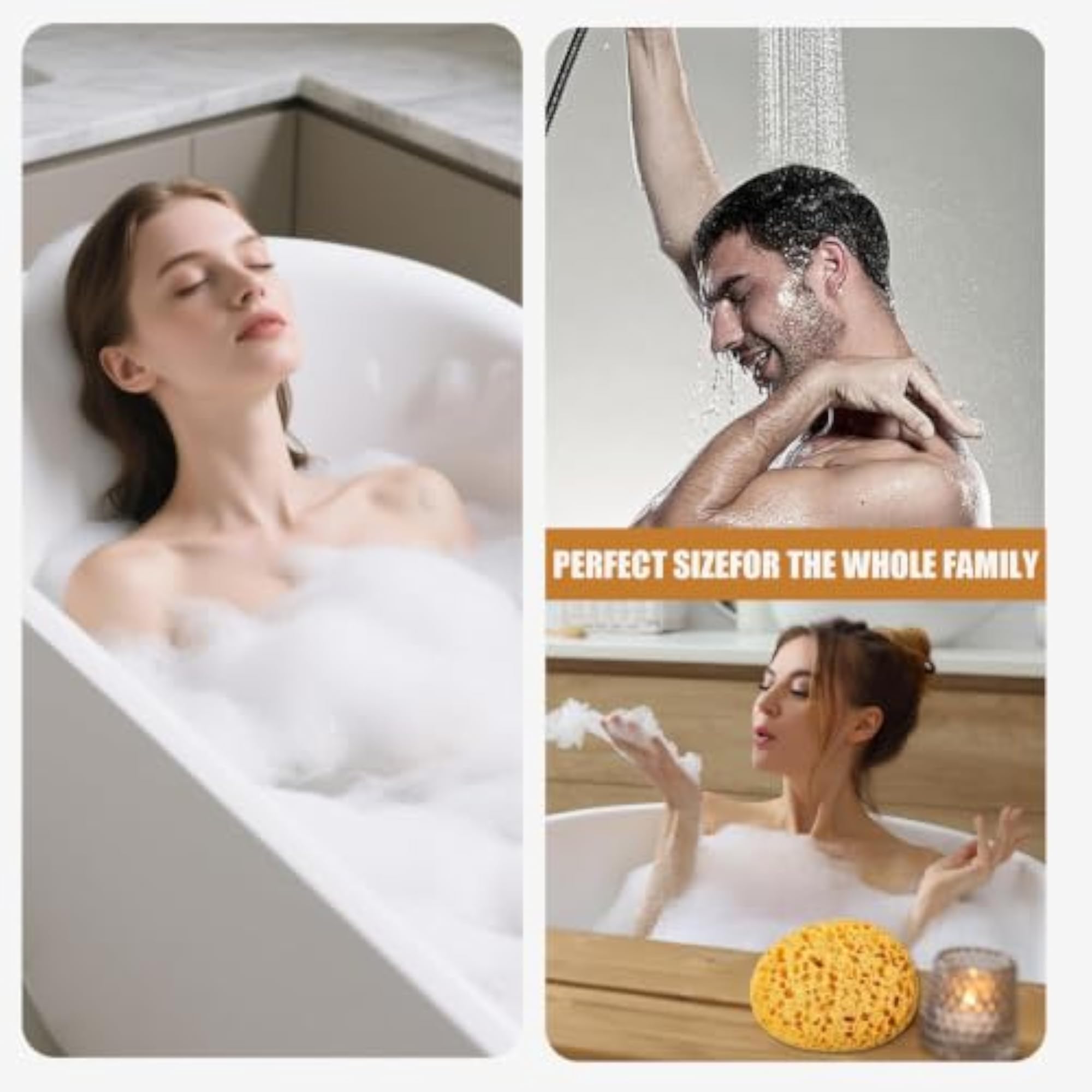 Natural Sponge for Shower, Gentle Skin Cleansing