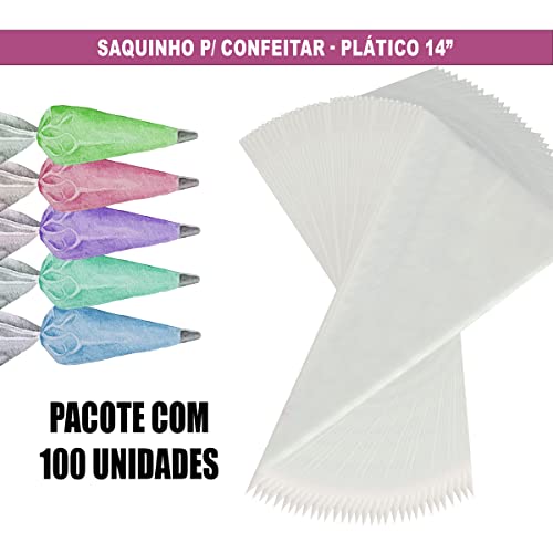 Saco de Confeitar Descartável Transparente 31cm 100 unidades