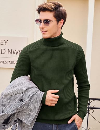 Cotrasen Men's Knit Turtleneck Sweater Ribbed Long Sleeve Solid Pullover Sweater Casual Winter Thermal Sweater Tops2