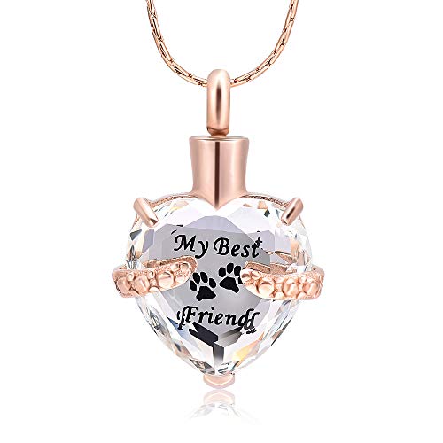 constantlife Cremation Jewelry for Ashes, My Best Friend Heart Shape Memorial Urn Necklace