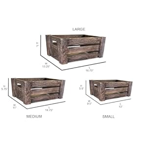 Admired By Nature Wooden Crates Storage Container, Big Rustic Light Brown Set of 3 Farmhouse Style Decorative Baskets for Home Decor, Rustic Decor, Nesting Stackable Organizers, Distressed Wood Crates Admired By Nature Wooden Crates Storage Container Big Rustic Light Brown Set of 3 Farmhouse Style Decorative Baskets for Home Decor Rustic Decor Nesting Stackable Organizers Distressed Wood Crates