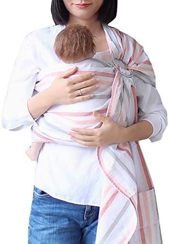 Vlokup Ring Sling Baby Carrier Wrap | Luxury Linen and Cotton Baby Slings for Newborn, Infant, Toddlers, and Kids | Adjustable Metal Aluminum Rings, Lightweight Breathable, Shower Gift, Tangerine