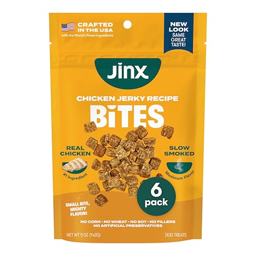 Jinx Chicken Bites, Soft Jerky Dog Treats, Slow-Smoked Real Chicken, Low-Calorie and Packed with Flavor, No Fillers, Bite-Sized Snack, 5oz, 6 Pack