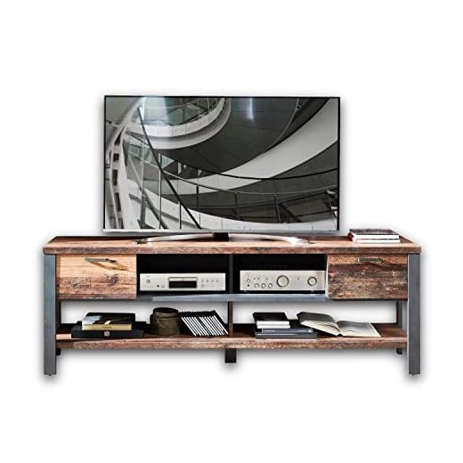 Stella Trading Cardiff-Mueble para televisor Vintage con Aspecto Desgastado (Oscuro), diseño Retro de Tabla Baja para tu salón, Madera, 189 x 58 x 50 cm