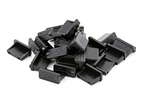 iExcell 25 Pcs Black Soft Plastic USB A Type Female Anti Dust Plugs Stopper Cover