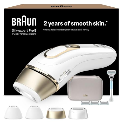Braun Silk·expert Pro 5 Epilatore Luce Pulsata, Depilatore Corpo Donna, Alternativa al Laser Peli, Con Custodia, Rasoio Donna Venus, 4 Testine, Luce Pulsata Braun, Idea Regalo, PL5358