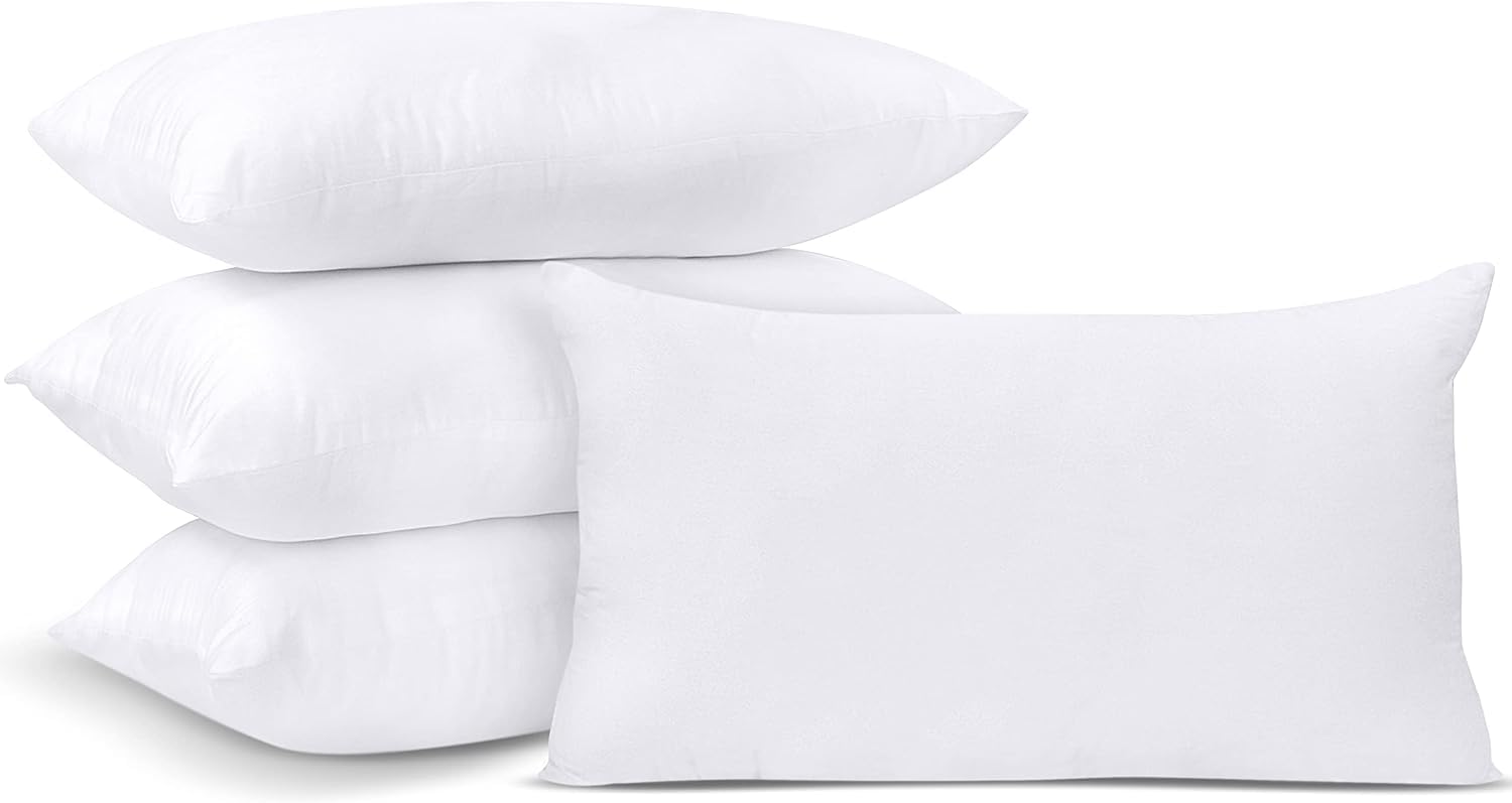 CHILIMILII Set of 2,4 Oblong/Rectangular Cushions, Inserts, Inners- Hollow Fibre Filled Oblong Cushions-Bounce Back Cushions (4, 12x20)