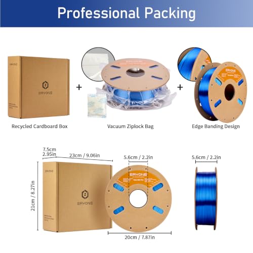 Image of ERYONE Silk Filament PLA+ 1.75mm Upgraded Shiny 3D Printer Filament, Gloss Finish, Fit Most FDM Printer Stable Printing,1kg (2.2LBS) /Spool, Blue