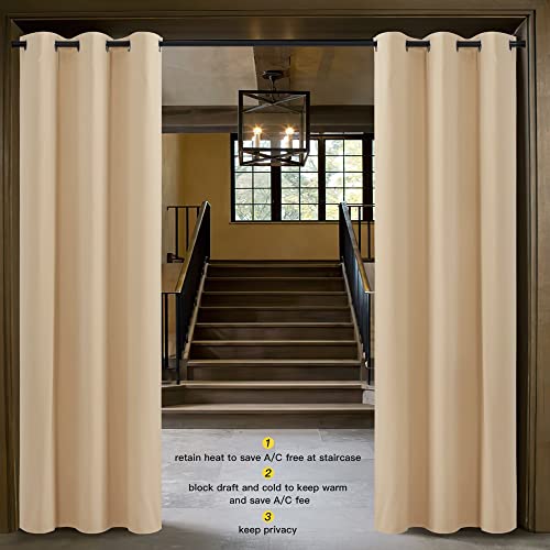 Image of NICETOWN Door Screen Cover for Air Conditioner Room, Insulated Faux Accordion Door, Privacy Draft Keep Heat Out Bedroom Kitchen Drape for Doorway (Biscotti Beige, 1 Panel, 5ft Wide x 7ft Long)