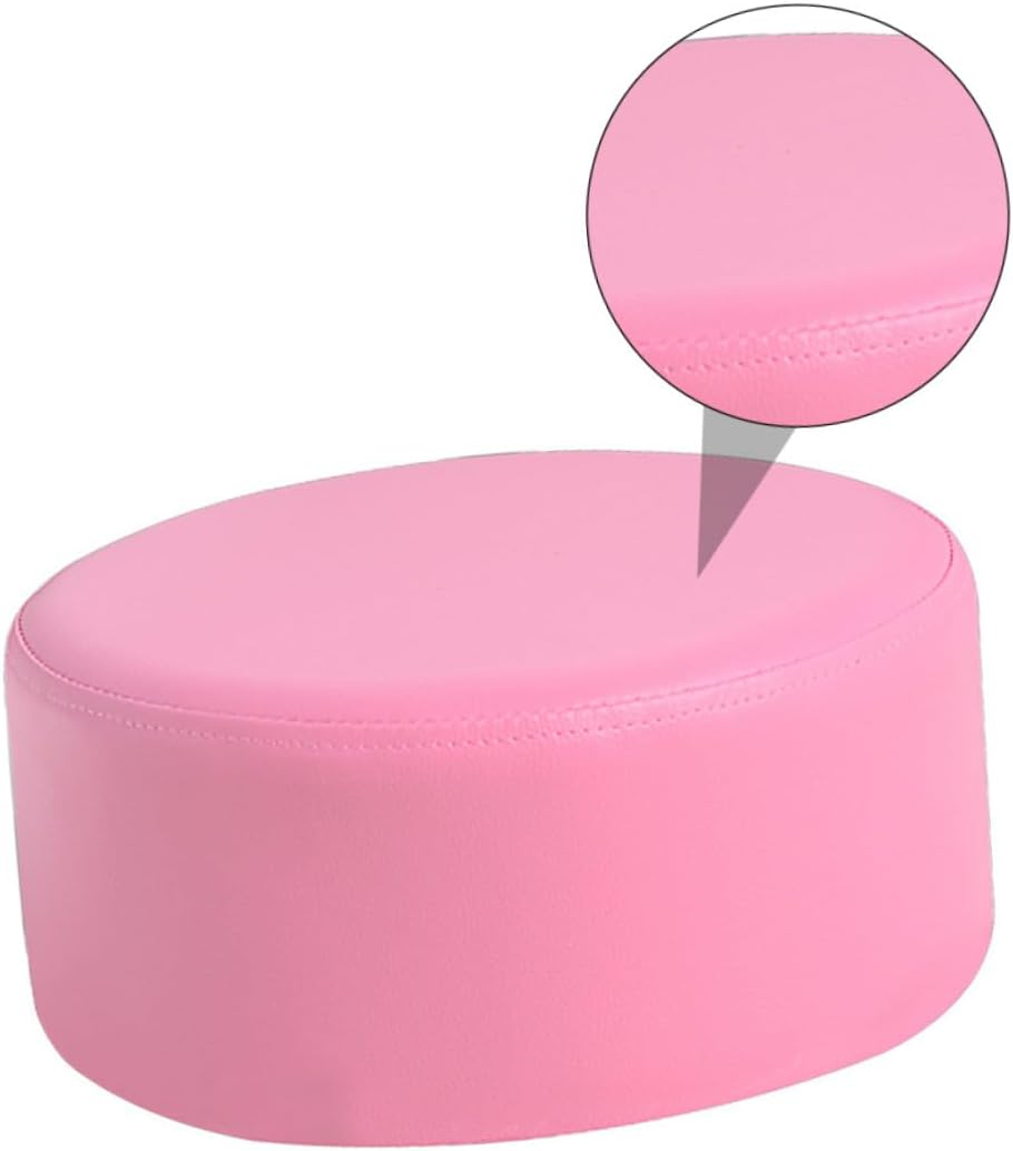 ’s Pink Pu Leather Round Stool, Lightweight Portable Footstool, Non-Slip Step Stool for Home Use, 28x28x13cm, Suitable for Bathroom and Bedroom