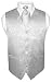 Men's Paisley Design Dress Vest & NeckTie SILVER GREY Color Neck Tie Set sz Med