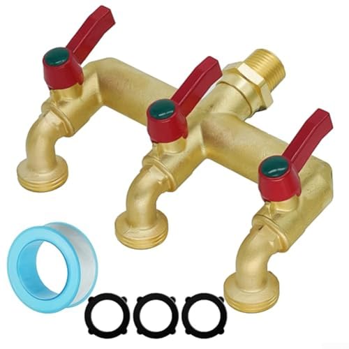 Garden Hose Splitter, Heavy Duty Brass Outdoor Garden Faucet Hose Splitter, Efficient and Convenient Water Distribution, for Watering Irrigation(4 * 34 (G Thread))