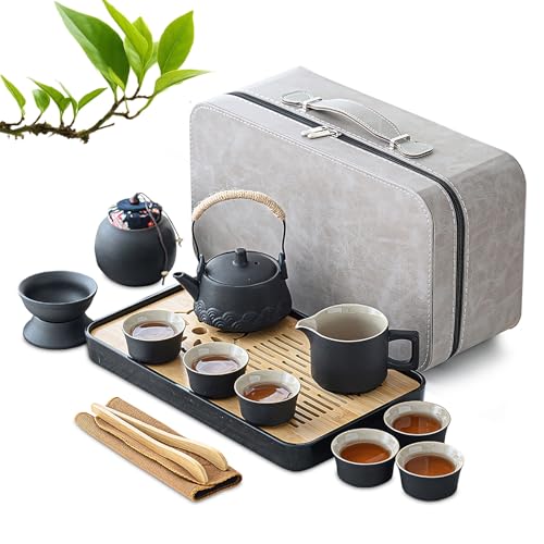 Japanisches Teeservice, Chinesische Teekanne Set, 14 Stück tragbares...