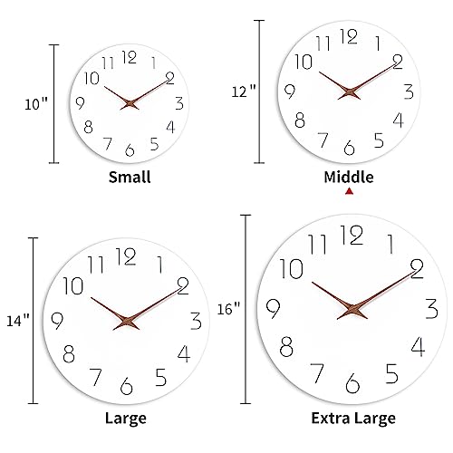 Mosewa Wall Clock 12 Inch Silent Non Ticking Wood Wall Clocks Battery Operated - Wooden White Modern Office Simple Minimalist Clock Decorative For Kitchen,Home,Bathroom,Living Room(12" White) #TOP1