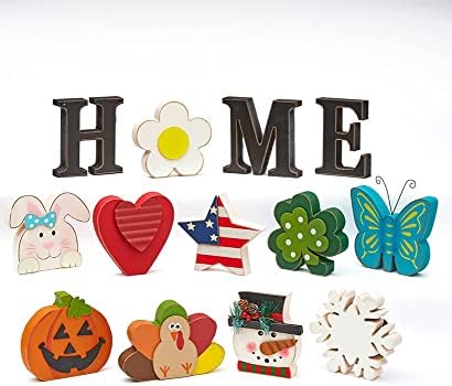 The Lakeside Collection Decorative Tabletop Home Letter Sign with Seasonal Icons - 13 Pieces