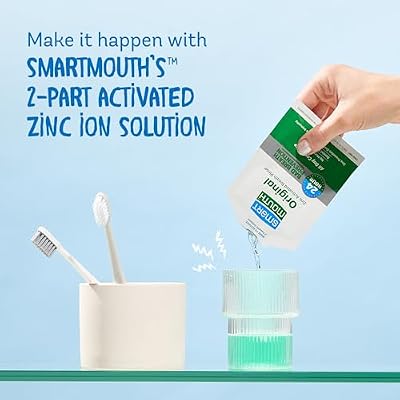 SmartMouth Original Activated Mouthwash Single Packs & Premium AntiCavity Zinc Toothpaste Oral Care Set - Instant Fresh Breath Mouthwash - Alcohol-Free - 10 Packets, 6 oz